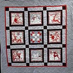 Click here for more information about Holiday Lap Quilt (Red and Gray)  Farmhouse Community Quilters - Value $100