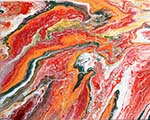 Click here for more information about Orange and Red Pour Painting on Canvas;  Artists, Alzheimer Society Clients, Group Art Therapy Class,  Value $60 